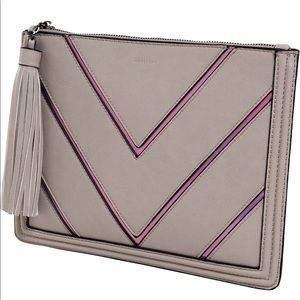 NWT MARKFRAN holographic clutch w/tassel